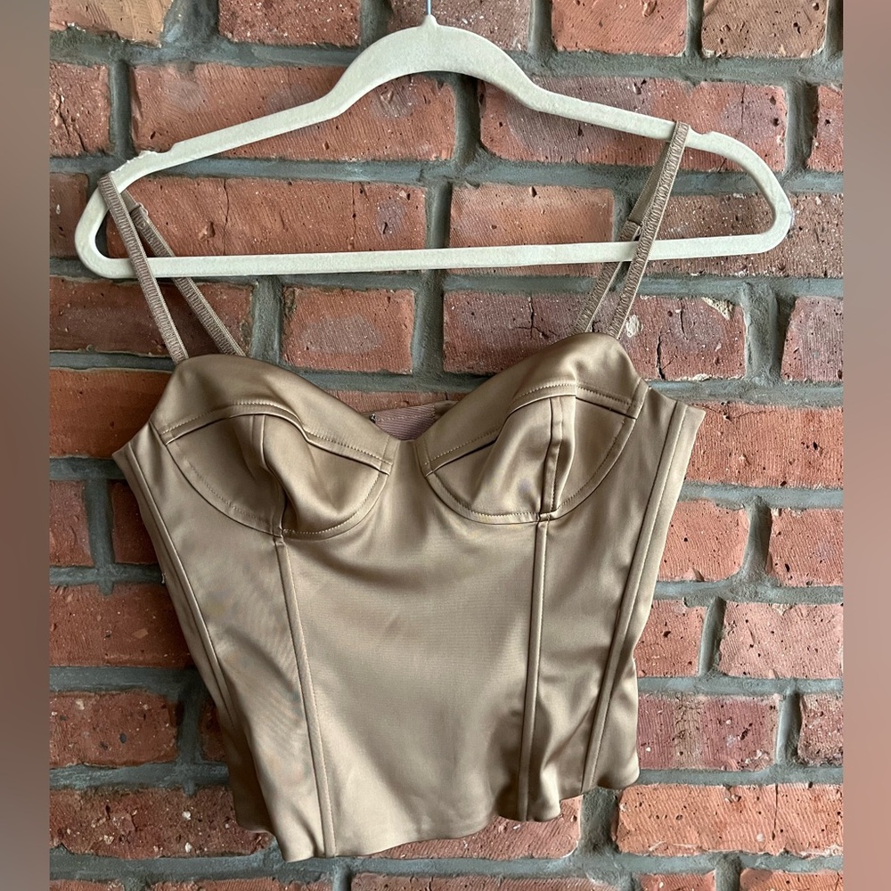 Aritzia Satin Bronze Corset Top